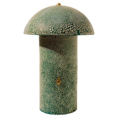 Crackle Texturierte handgefertigte Pilzlampe aus Keramik in Pilzform, blau