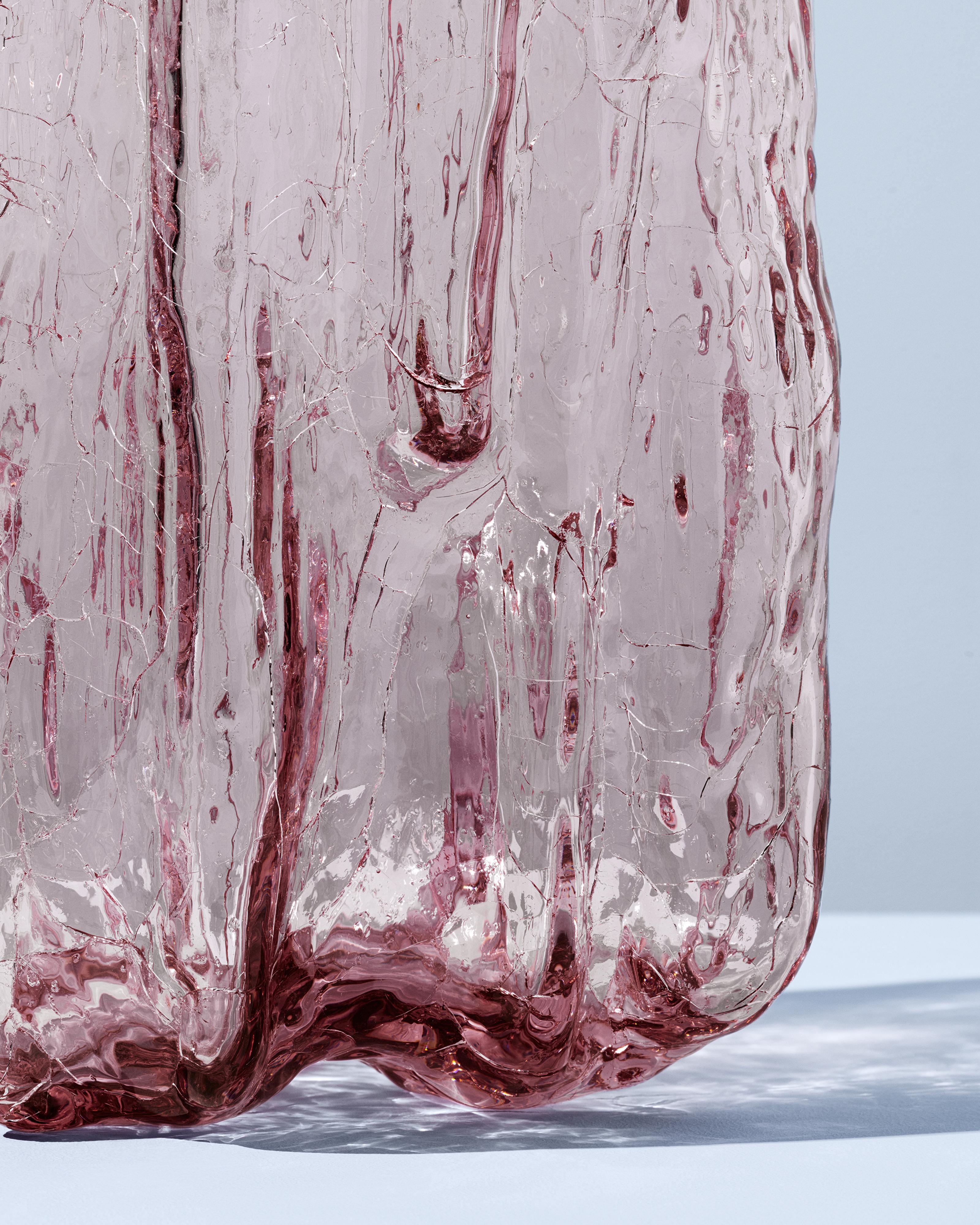 Swedish Kosta Boda Crackle Vase Pink Tall For Sale