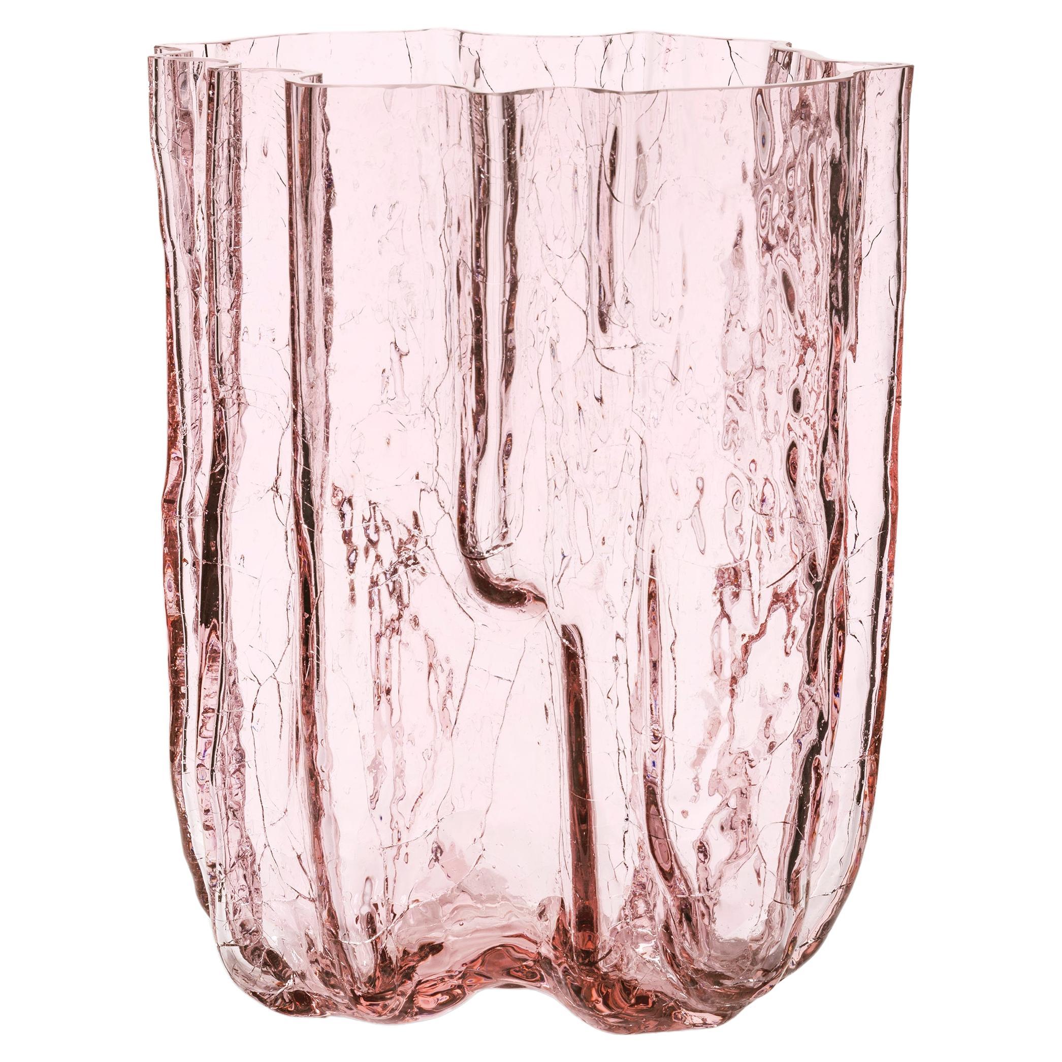 Kosta Boda Crackle Vase Pink Tall