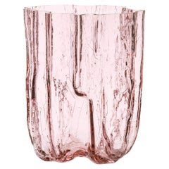 Kosta Boda Vase rose craquelé grand format