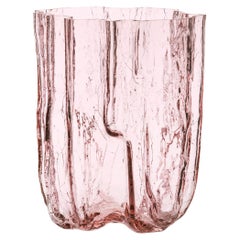 Kosta Boda Craquelé-Vase in Rosa, groß