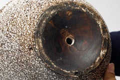 Crackled black and white glazed ceramic table lamp, circa 1930.