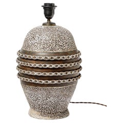 Crackled black and white glazed ceramic table lamp, circa 1930.