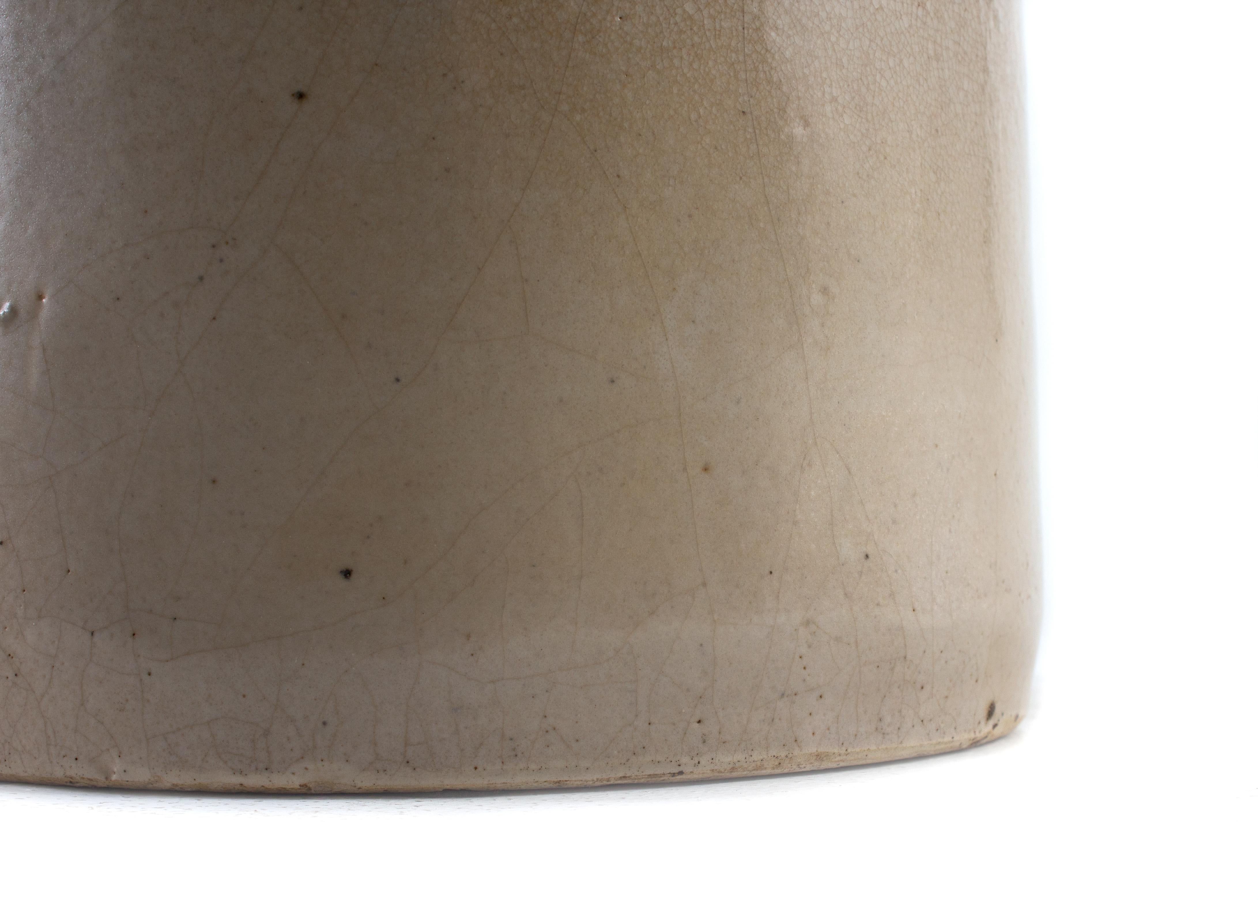 Crackled Ceramic Raku Bottle In Distressed Condition In Dallas, TX