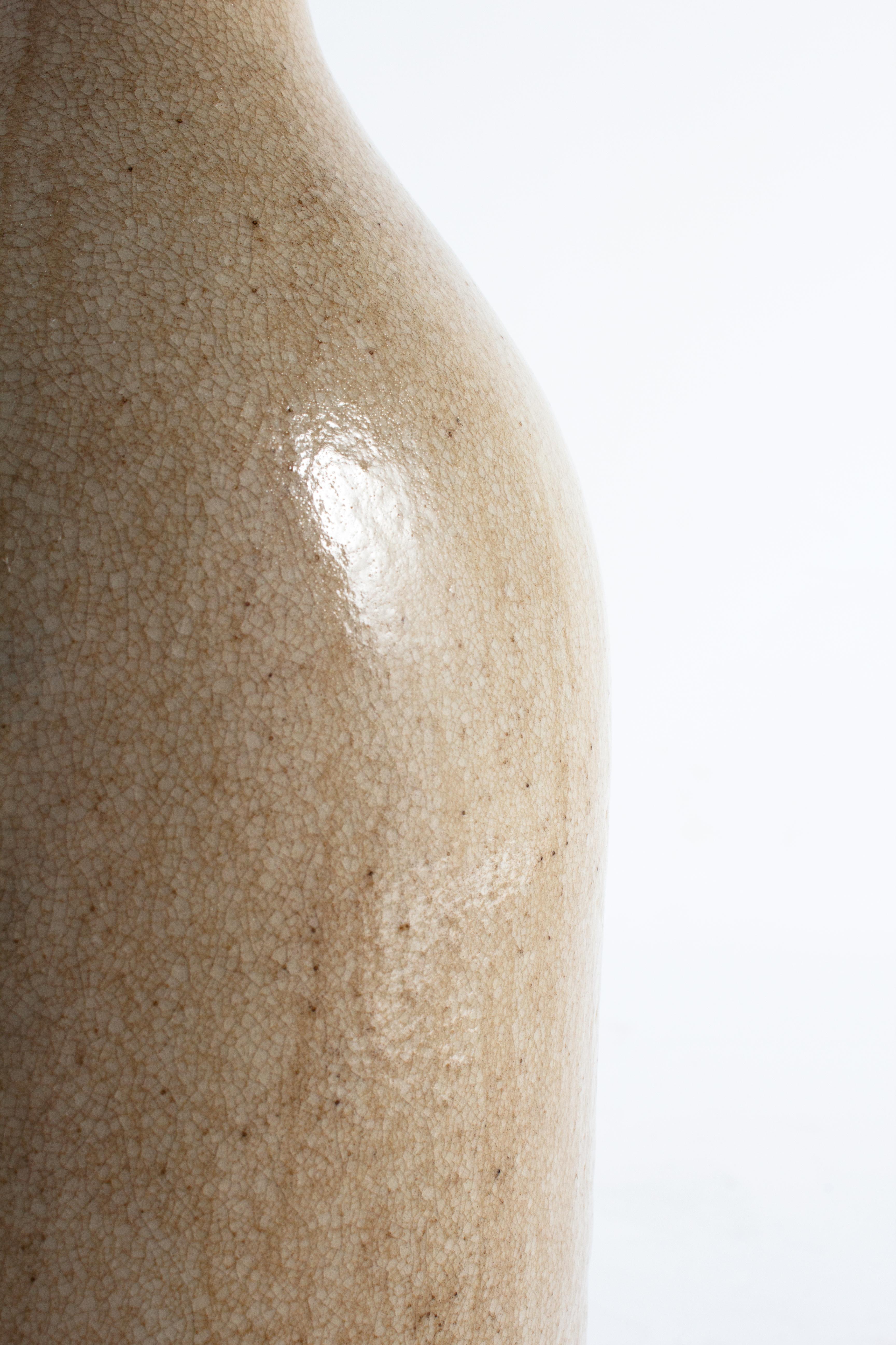 20th Century Crackled Ceramic Raku Bottle