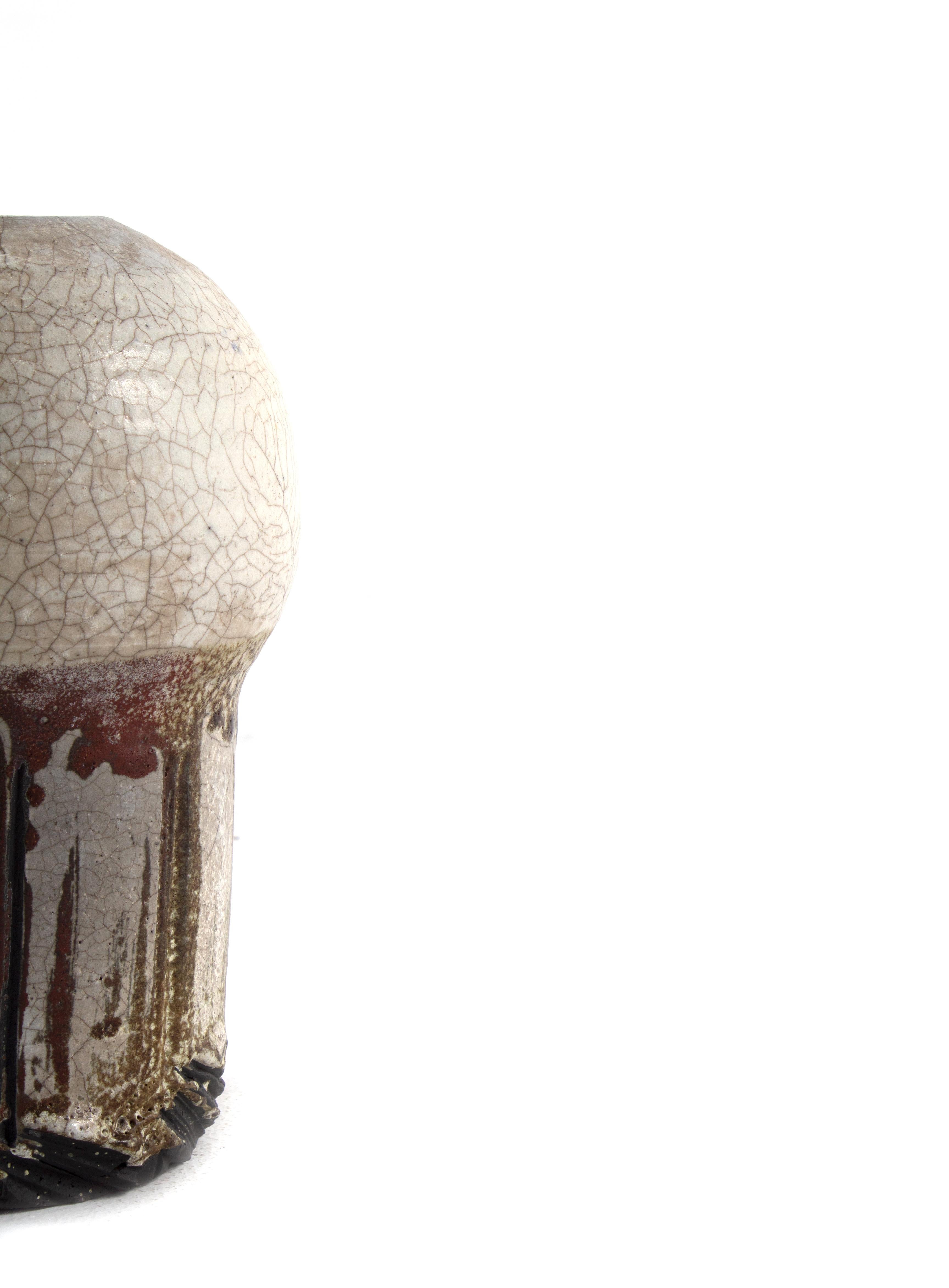 Crackled ceramic Raku vase.