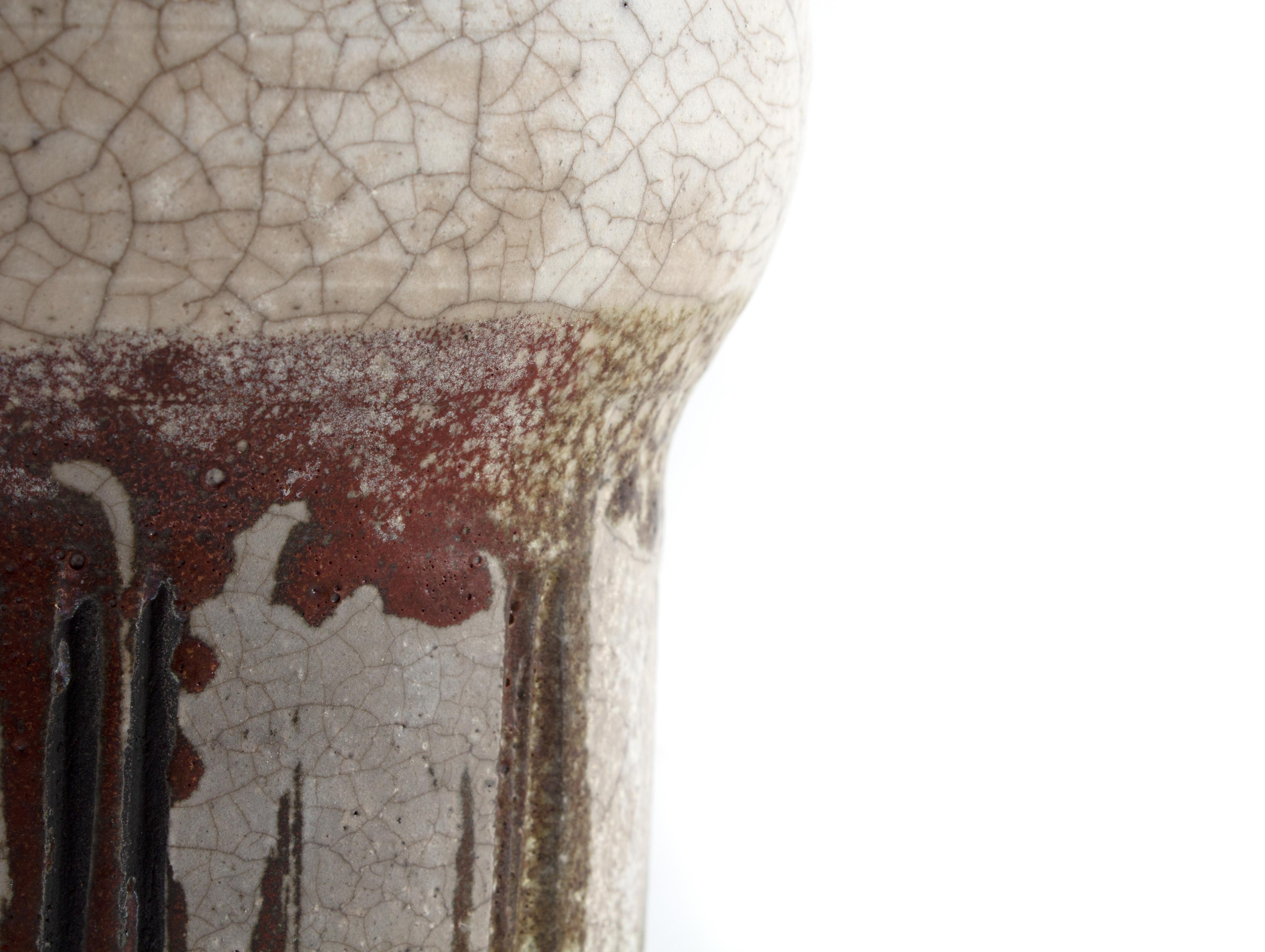 South Asian Crackled Ceramic Raku Vase