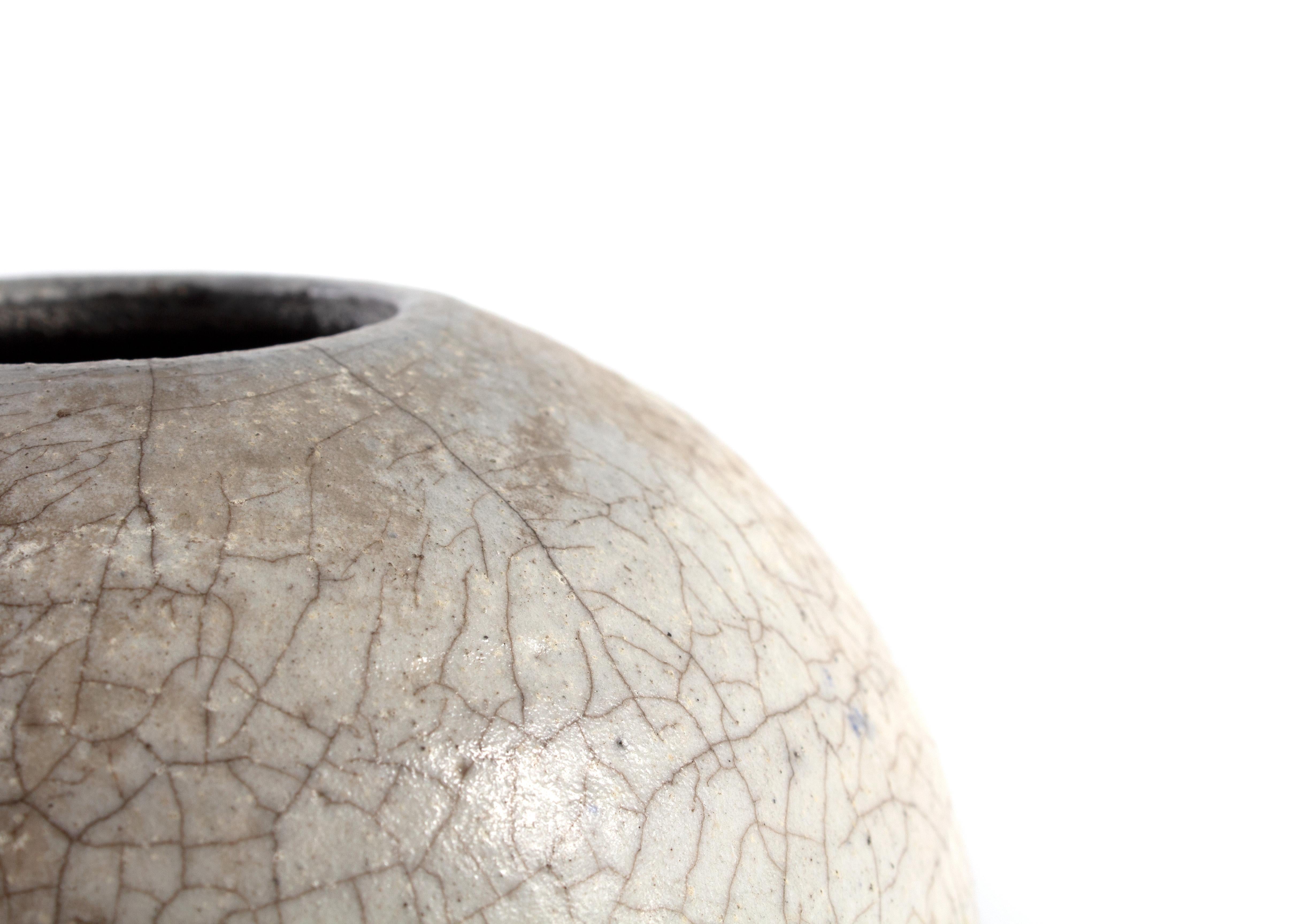 20th Century Crackled Ceramic Raku Vase