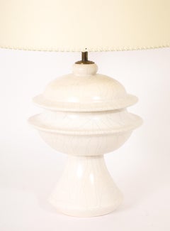 Crackled Ceramic Ringed Table Lamp, France 1950's