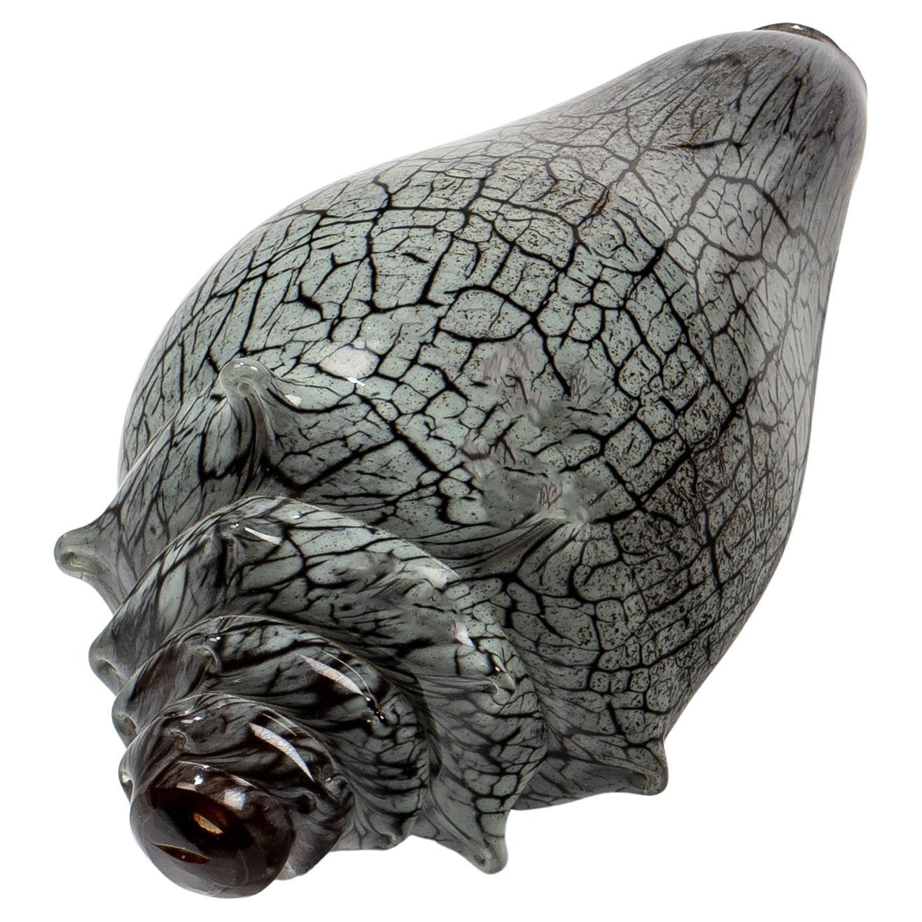 Crackled Conch Shell: a Stunning Glass Art Piece with a Coastal Twist
