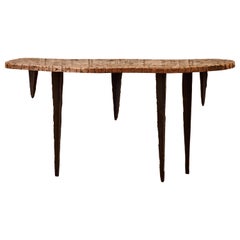 "Crackled" console in bronze by Erwan Boulloud