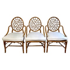 Crackled Finish Signed  McGuire Cracked Ice Chairs with Leather Lashing