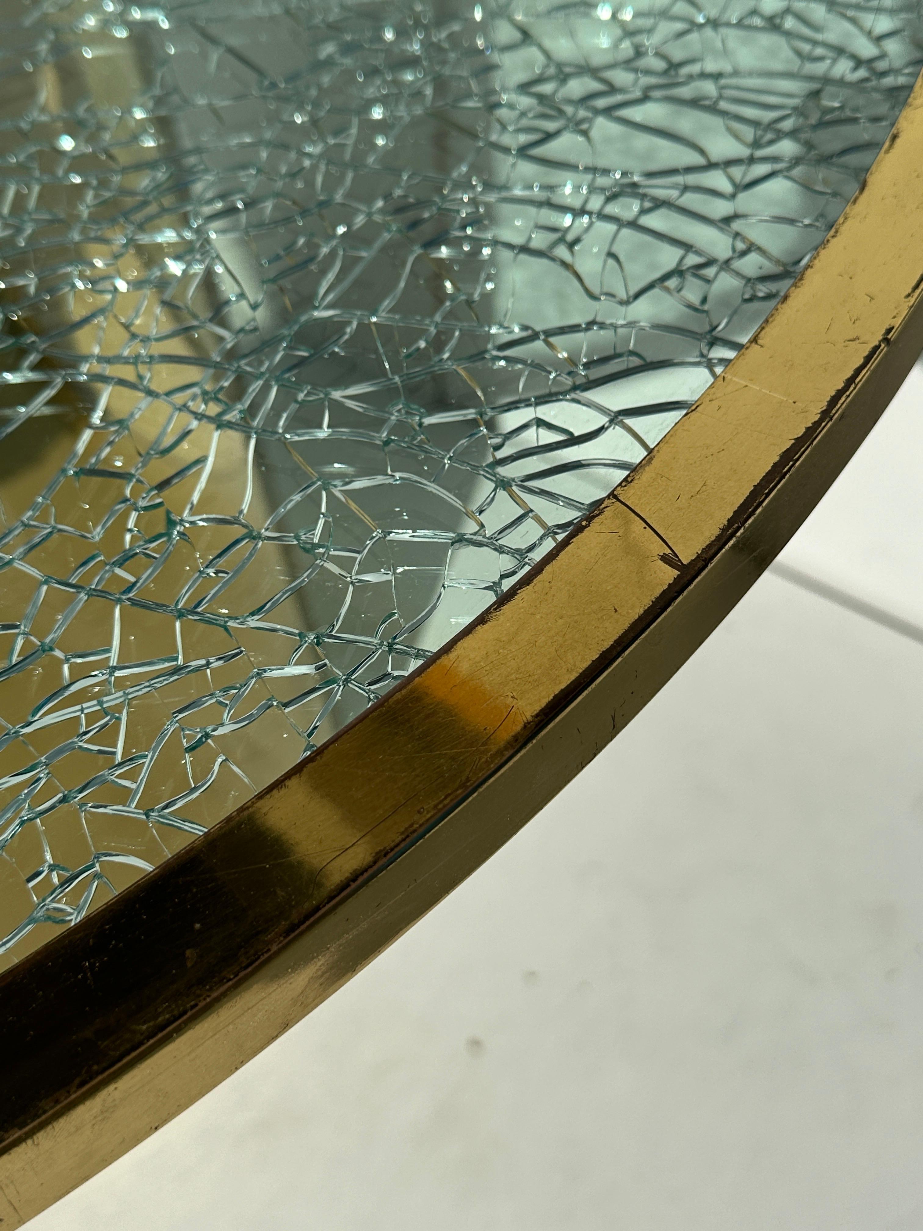 Crackled Glass and Brass Dining Occasional Table For Sale 9