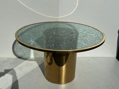 Crackled Glass and Brass Dining Occasional Table