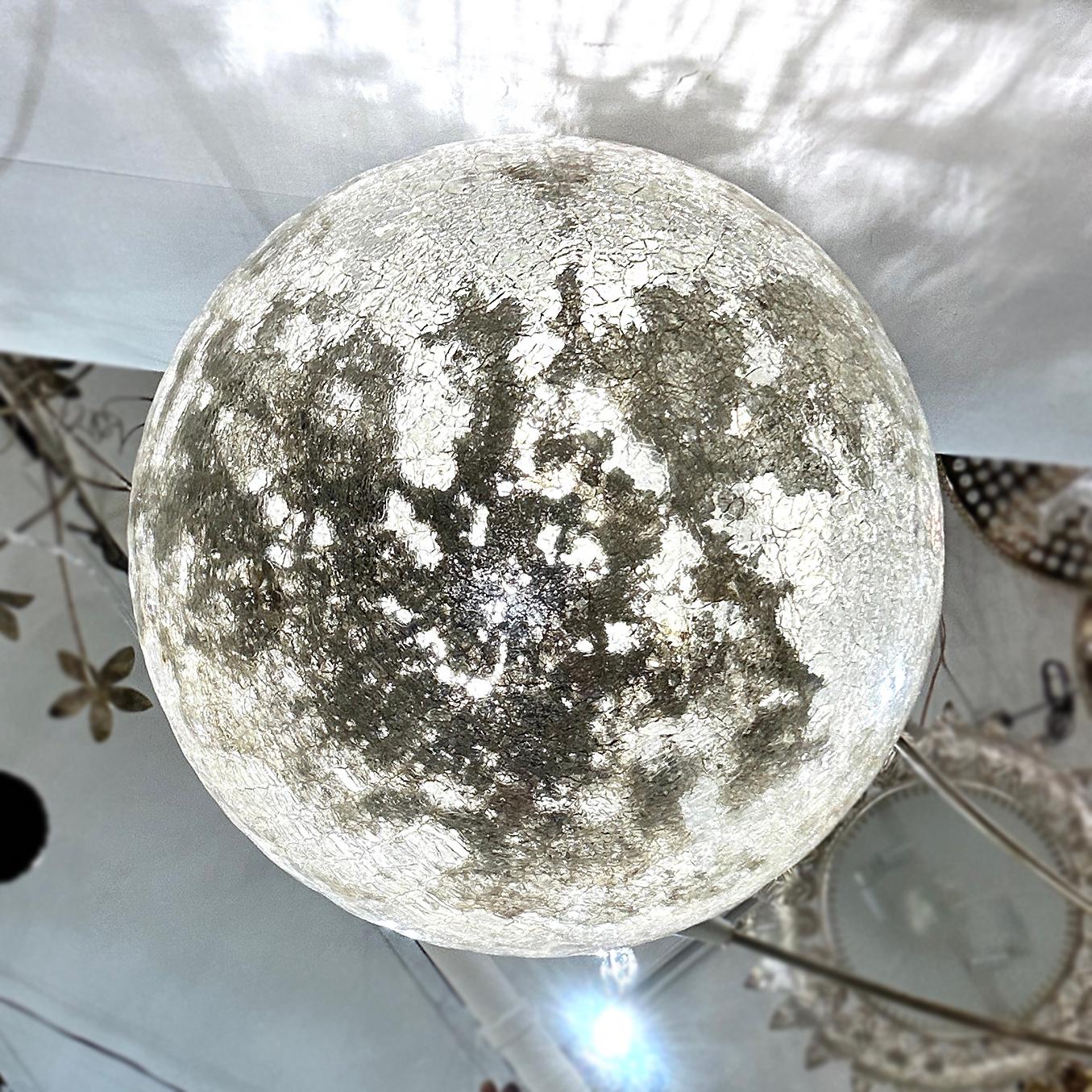 Mid-20th Century Crackled Glass Globe Fixture For Sale
