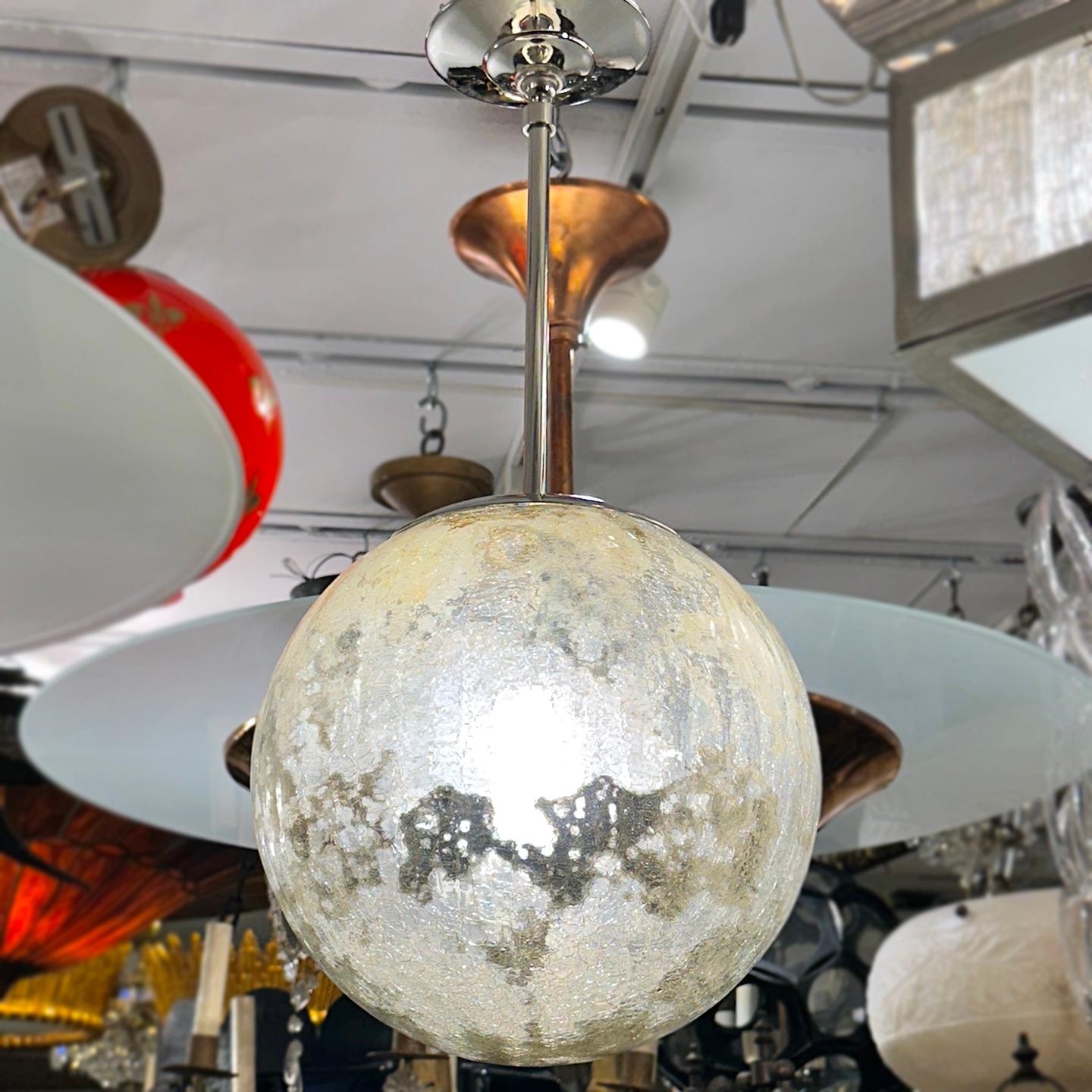 Crackled Glass Globe Fixture For Sale 1