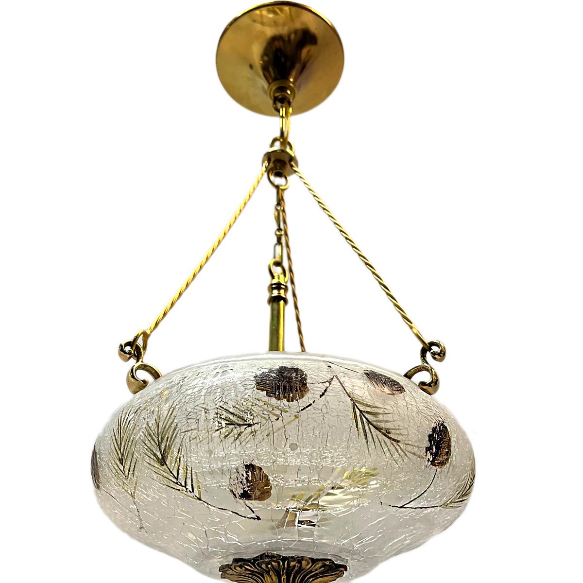 Crackled Glass Light Fixture (Französisch) im Angebot
