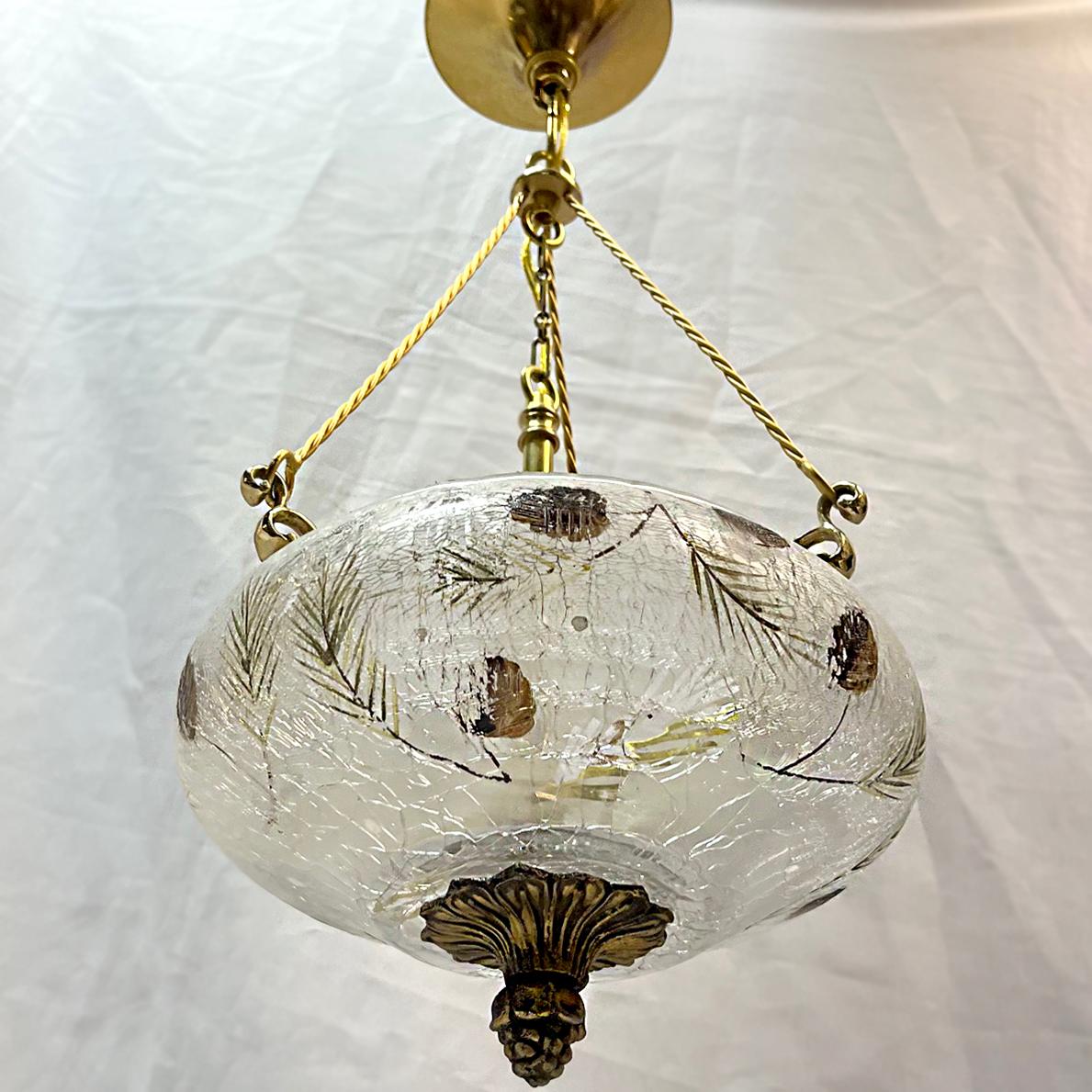 Crackled Glass Light Fixture (Glaskunst) im Angebot