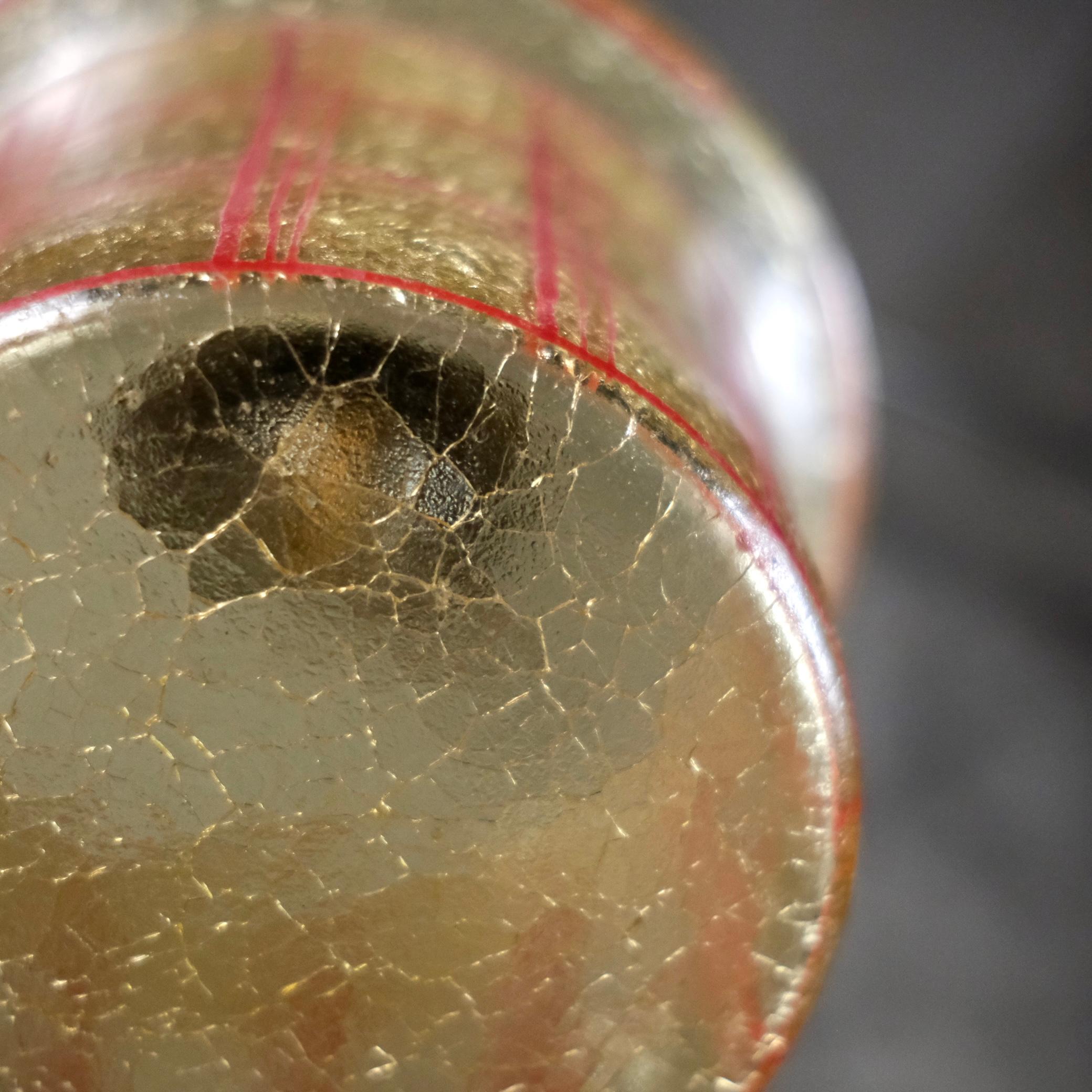 Lanterne du milieu du siècle en verre craquelé avec motif quadrillé, France, années 1950 en vente 3