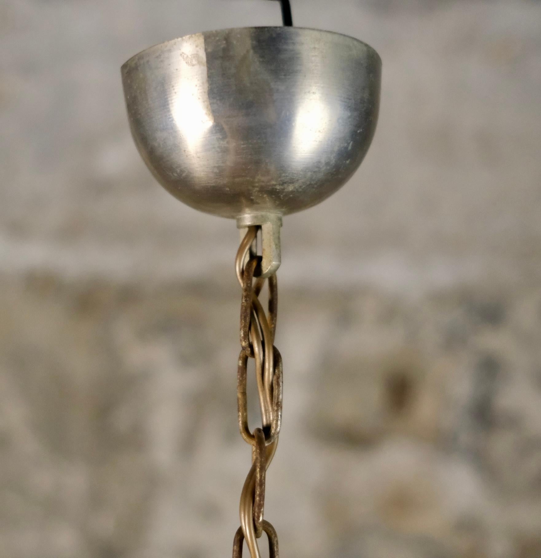 Lanterne du milieu du siècle en verre craquelé avec motif quadrillé, France, années 1950 en vente 4