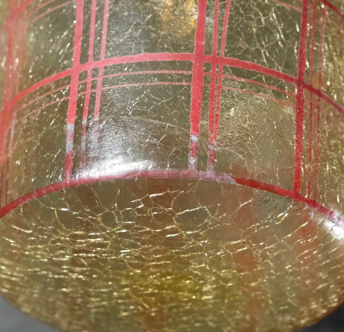 Lanterne du milieu du siècle en verre craquelé avec motif quadrillé, France, années 1950 en vente 9