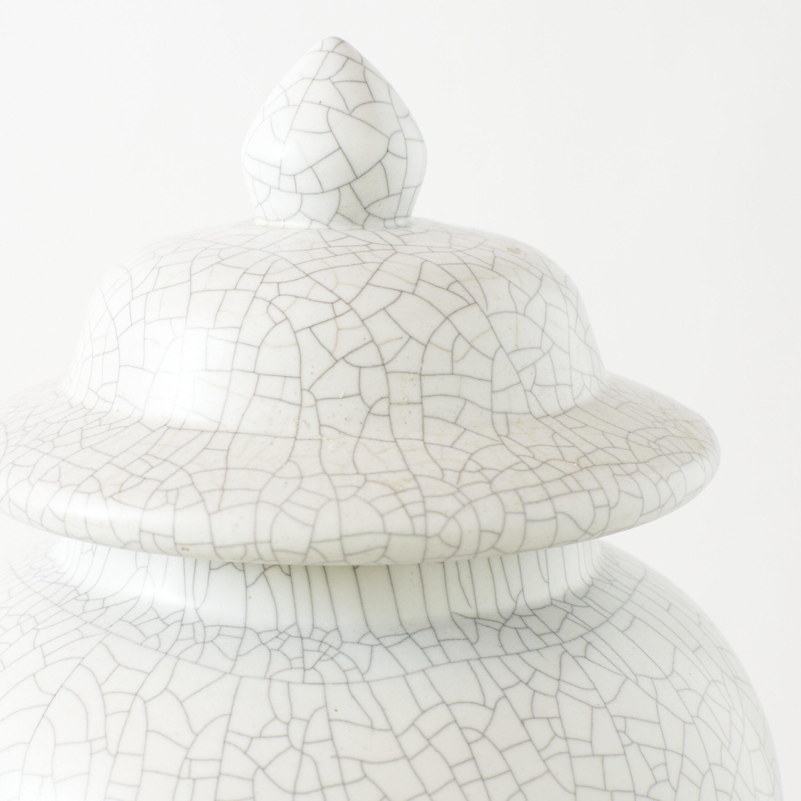 Chinese Crackled Glaze Lidded Jar For Sale