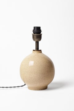 Tischlampe aus Steingut mit Craquelé-Glasur von Jean Maubrou, um 1940.
