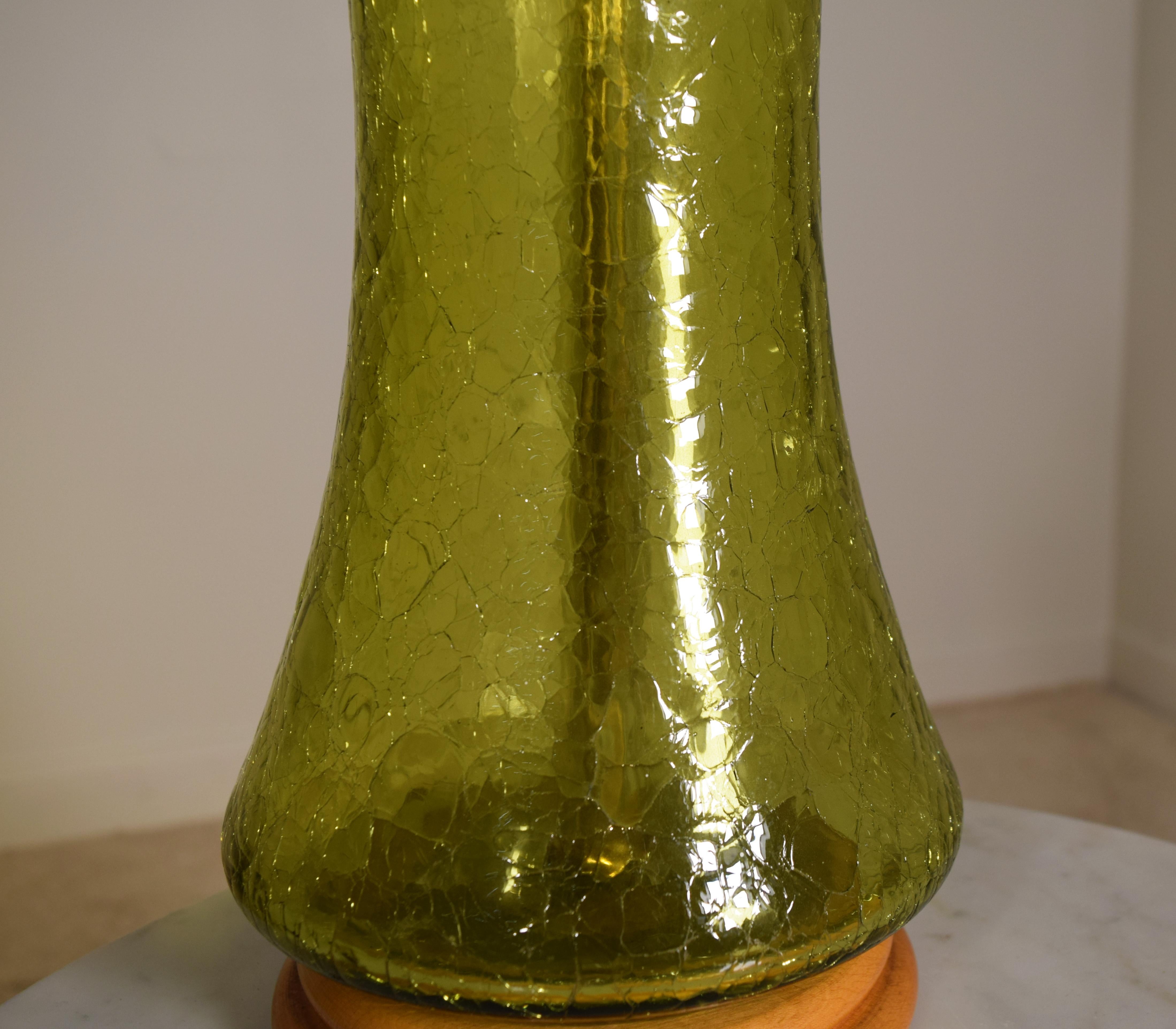 Grüne Lampe mit Knistereffekt von Blenko (amerikanisch) im Angebot