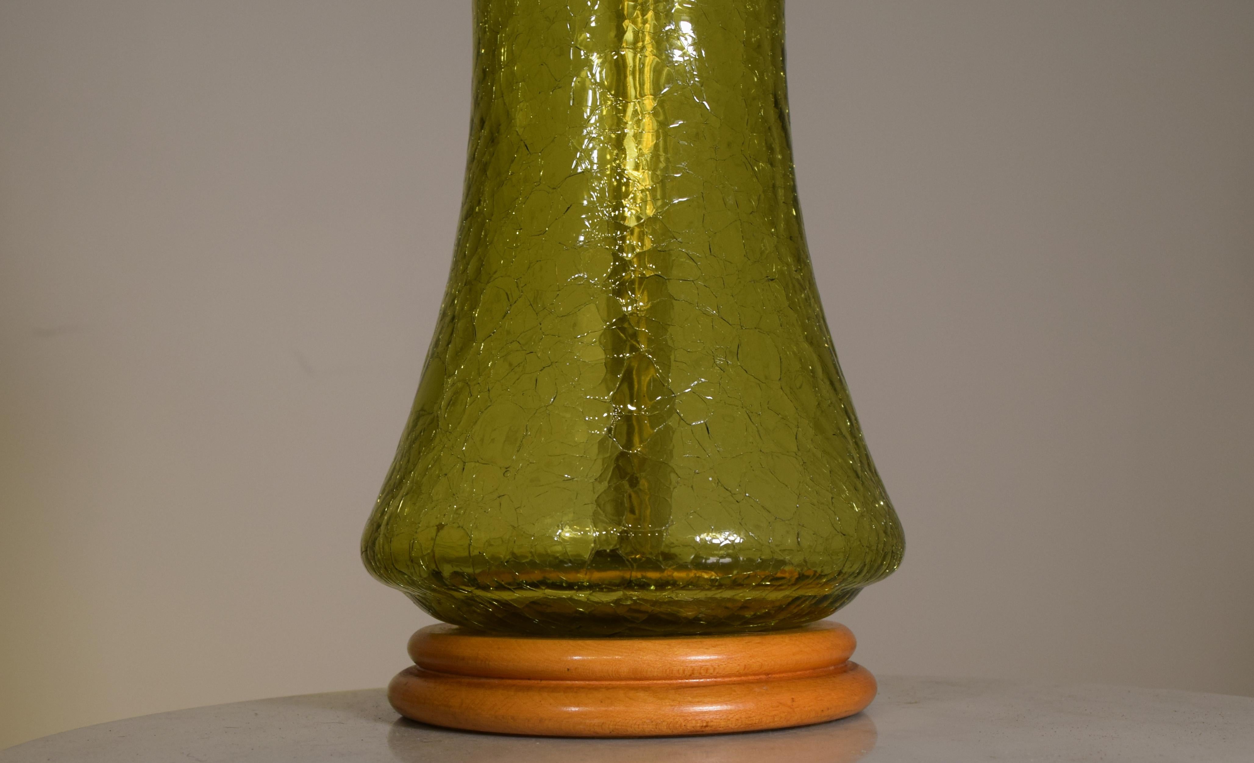 Grüne Lampe mit Knistereffekt von Blenko im Zustand „Hervorragend“ im Angebot in South Charleston, WV