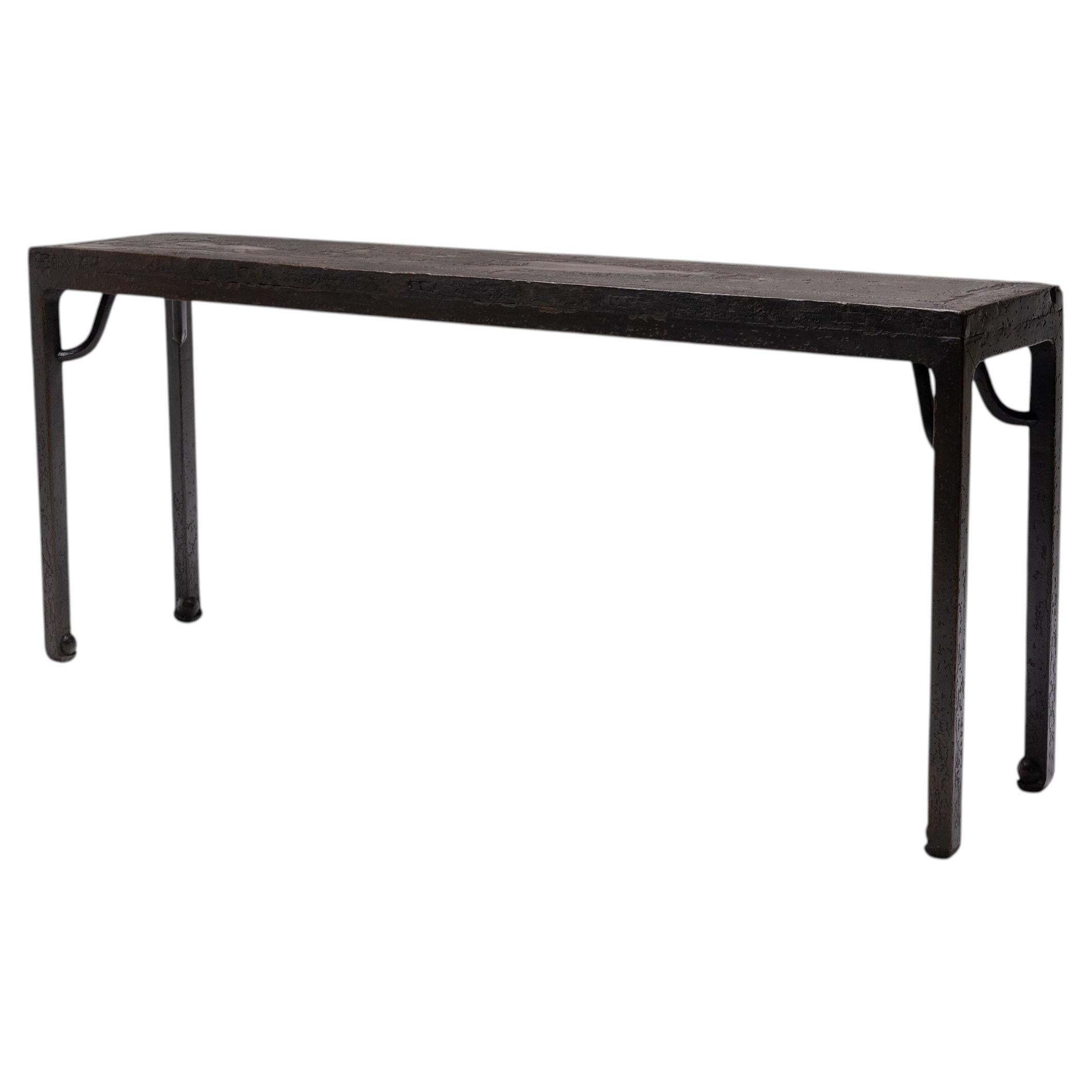 Crackled Lacquer Console Table with Ball Feet, Early 19th Century