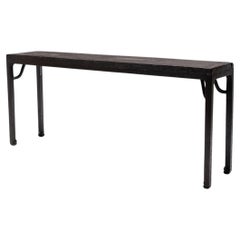 Crackled Lacquer Console Table with Ball Feet, Early 19th Century