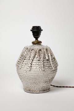Crackled white glazed ceramic table lamp, circa 1930.