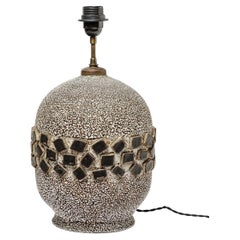 Crackled white glazed ceramic table lamp, circa 1930.