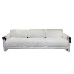 Craft and Associates Chrome and Walnut Midcentury Modern Sofa