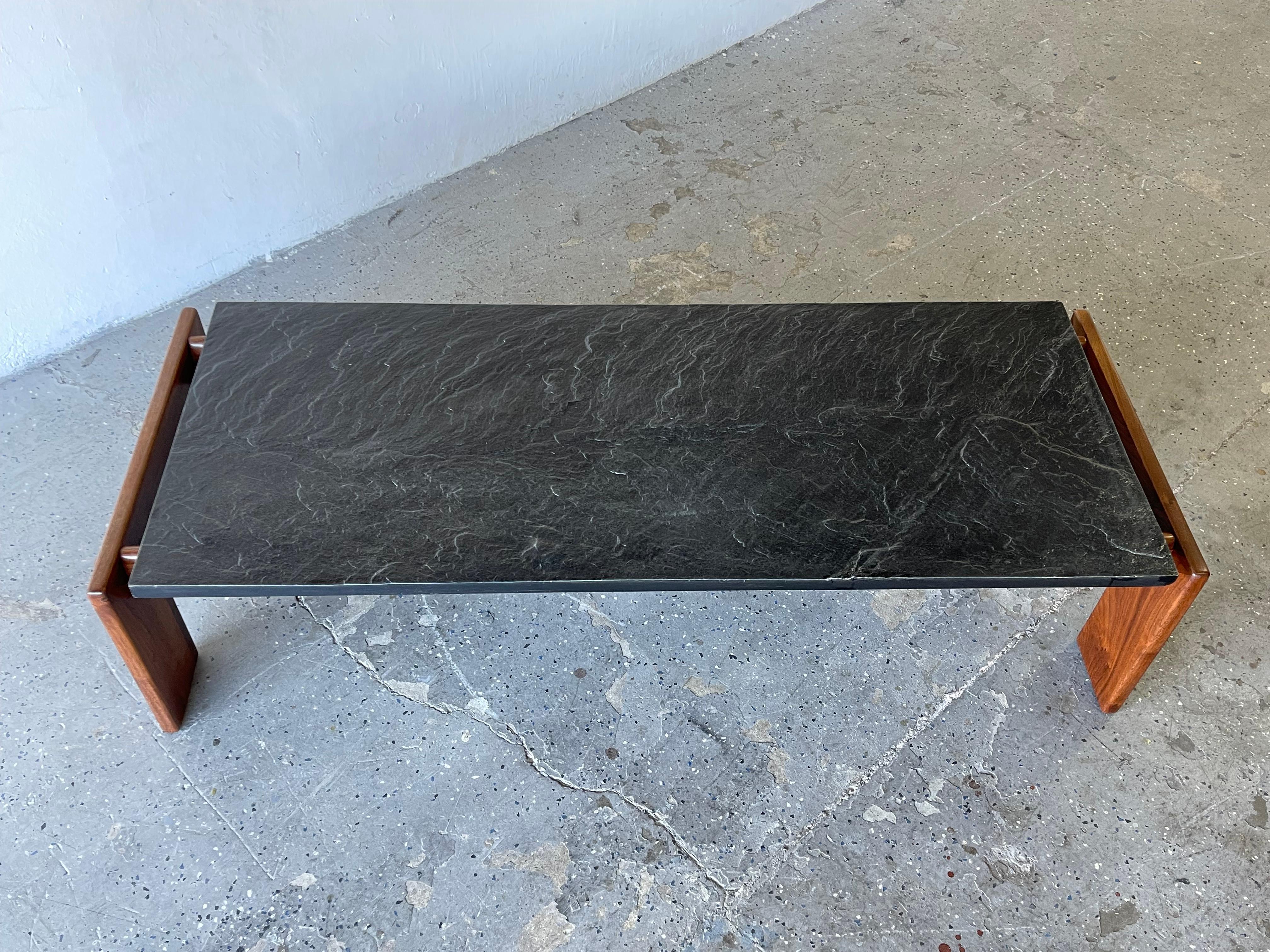 Mid-Century Modern Craft Associates Adrian Pearsall Solid Walnut Oiled Frame Slate Top Coffee Table