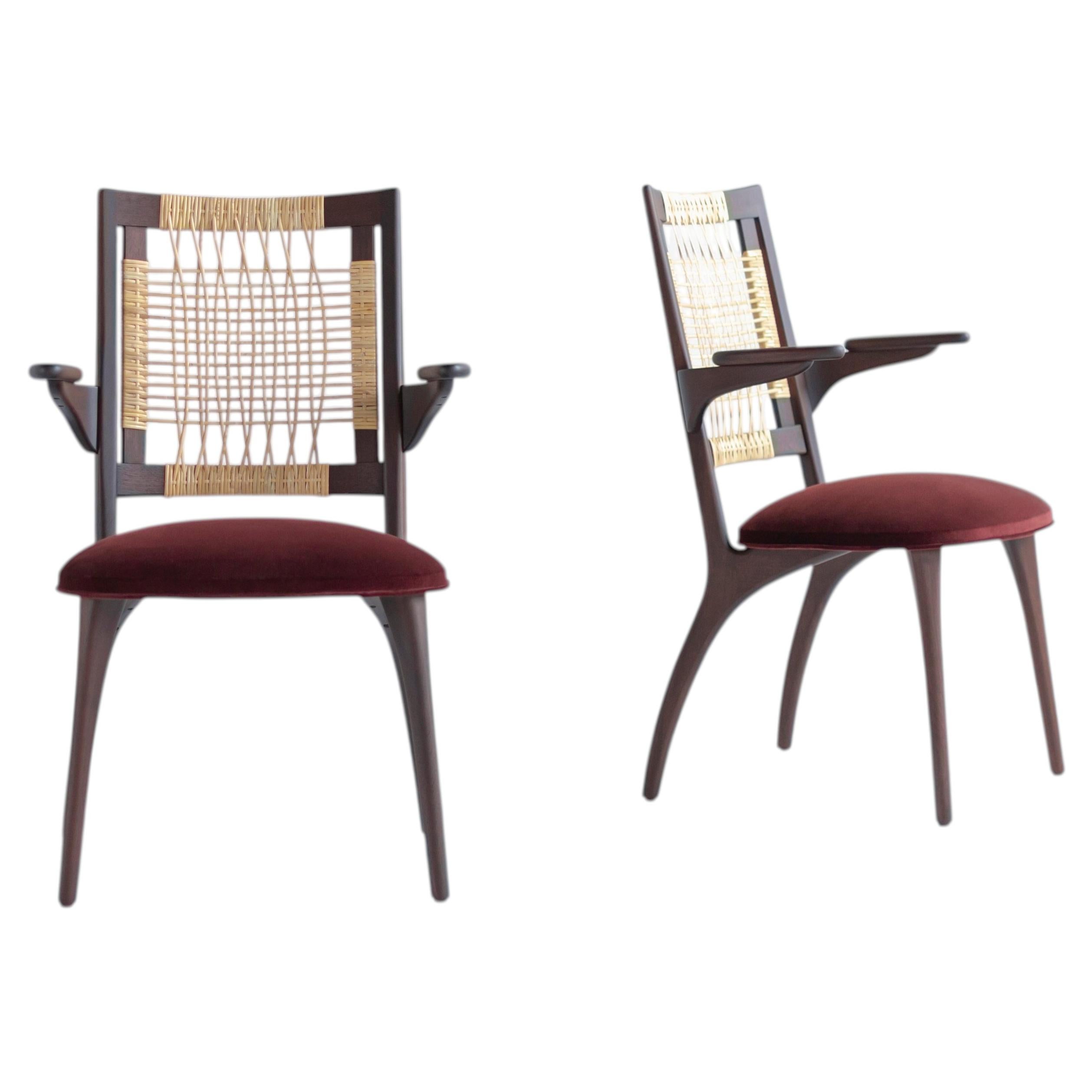 Craft Associates Dining Chair, Bonnie Modern Caneback Dining Arm Chair, Walnut C