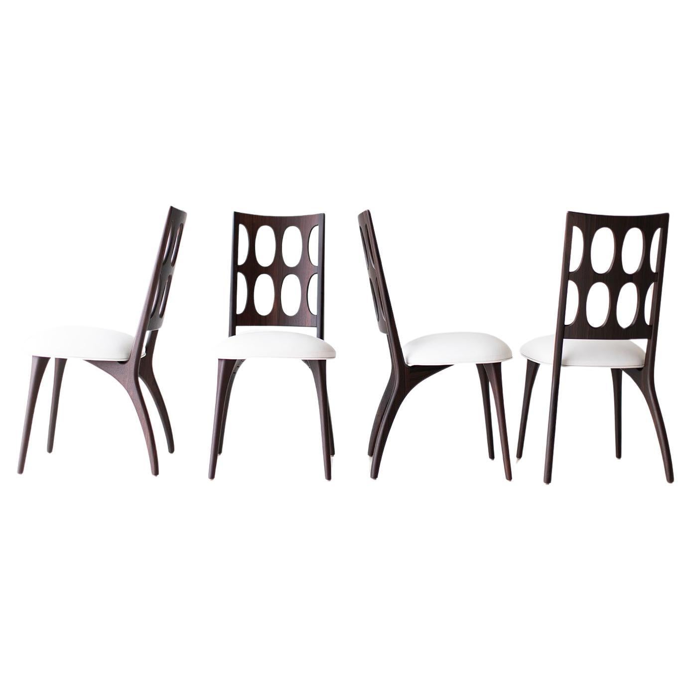Craft Associates Esszimmerstühle, Gordon Moderne Esszimmerstühle aus Nussbaumholz, Leder im Angebot