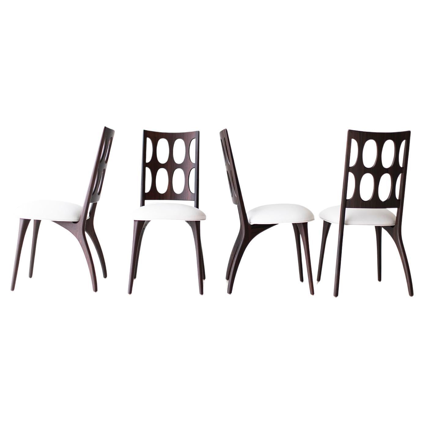 CraftAssociates Dining Chairs, Gordon Modern Walnut Dining Chairs, Leather For Sale