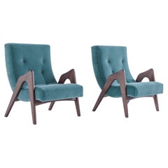 Craft Associates Loungesessel, Scoop Moderner Loungesessel, Walnuss Mohair