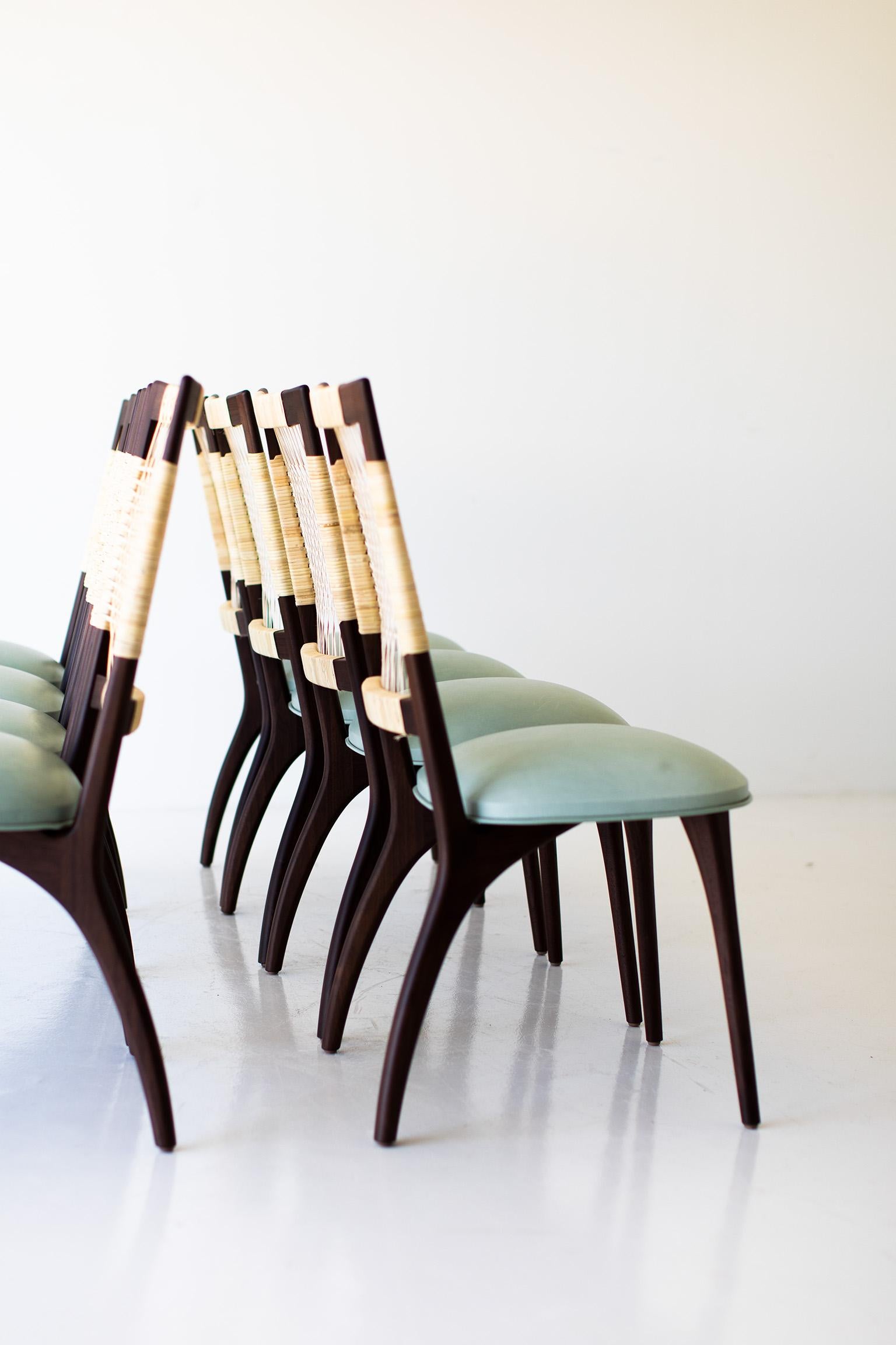 Craft caned dining chairs, bonnie caned dining chairs, leather and walnut

Designer: Laura Trenchard
Manufacturer: Craft Associates Furniture
Period/model: Mid-Century Modern
Specs: solid walnut, leather, cane


Modern 