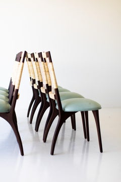 CraftAssociates Caned Dining Chairs, Bonnie Caned Dining Chairs, Leather Walnut