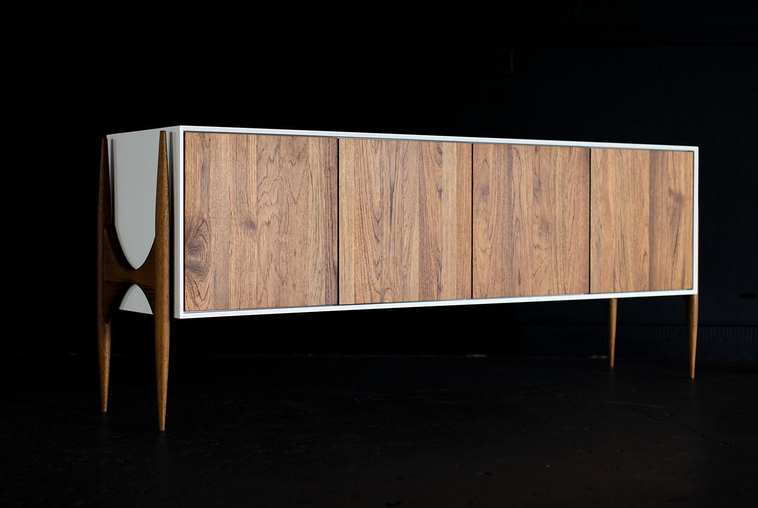 Hand-Crafted Craft Credenza, Cambre Credenza, Teak, Designed by Laura Trenchard For Sale