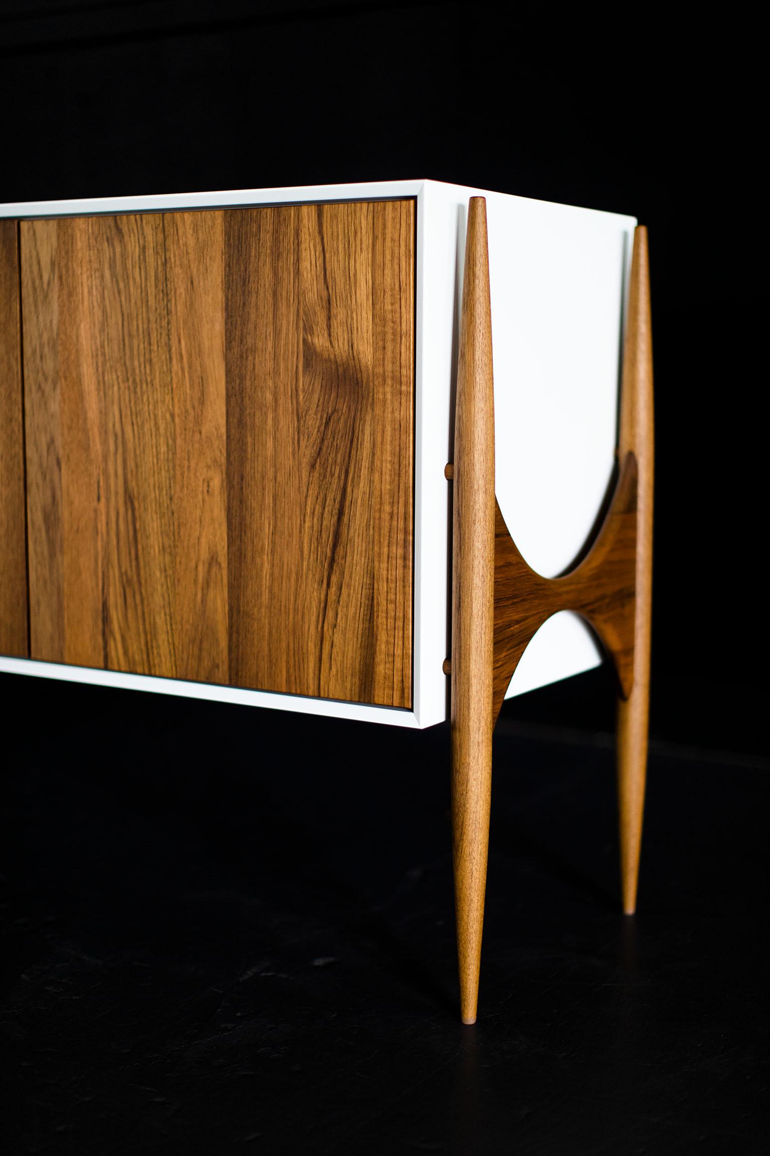 Contemporary Craft Credenza, Modern Credenza, Teak Designed by Laura Trenchard For Sale