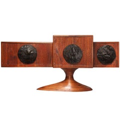 Craft Movement Cabinet with Leonard Baskin Bronze Plaques