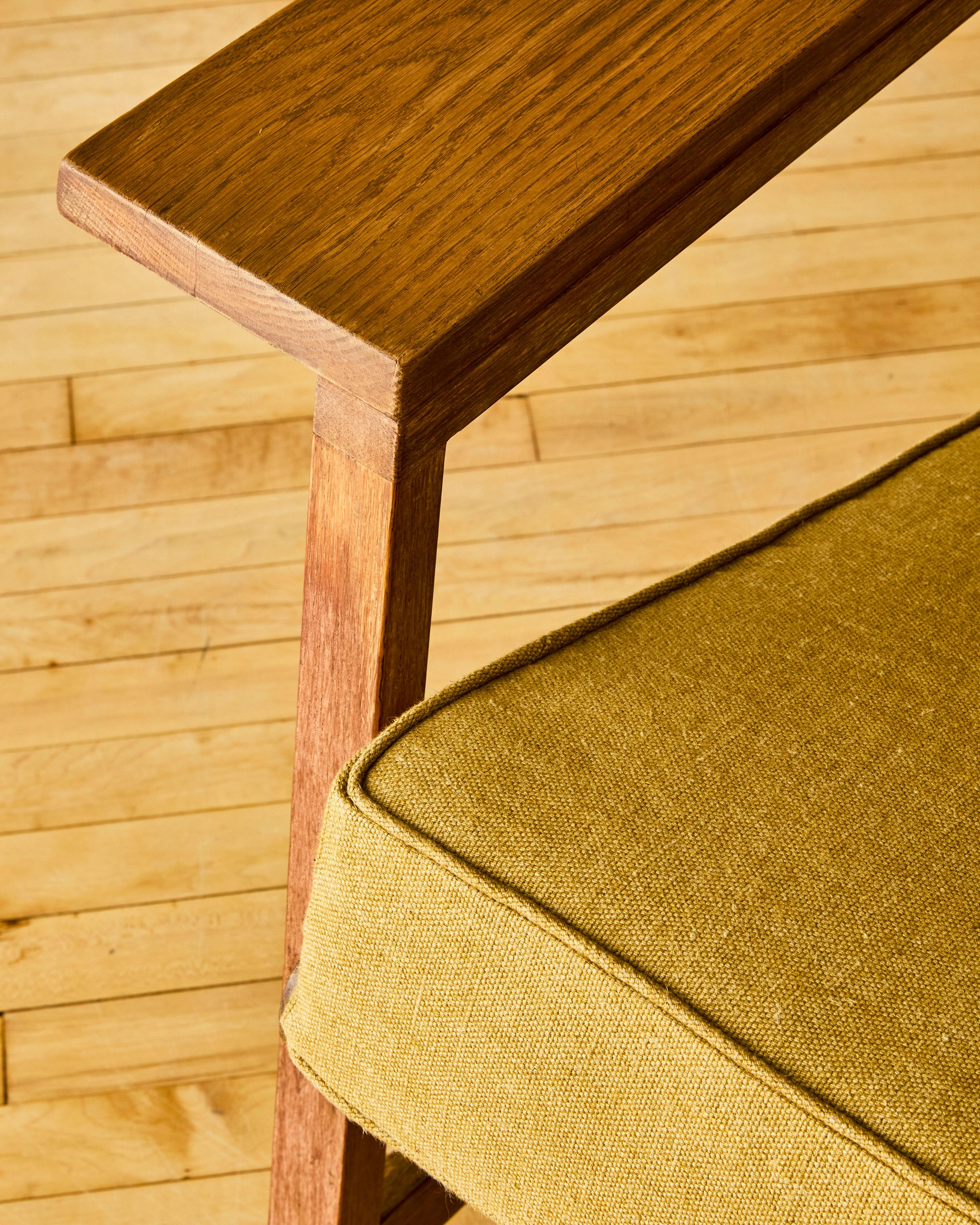 Linen Craft Movement Wood Lounge Chair For Sale