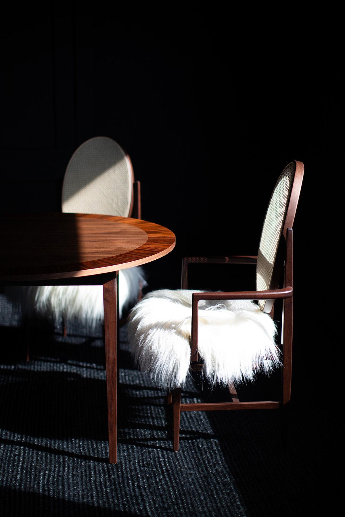 Modern CraftAssociates Arm Chair, Milo Baughman Arm Chair, Walnut, Oval Cane Back For Sale