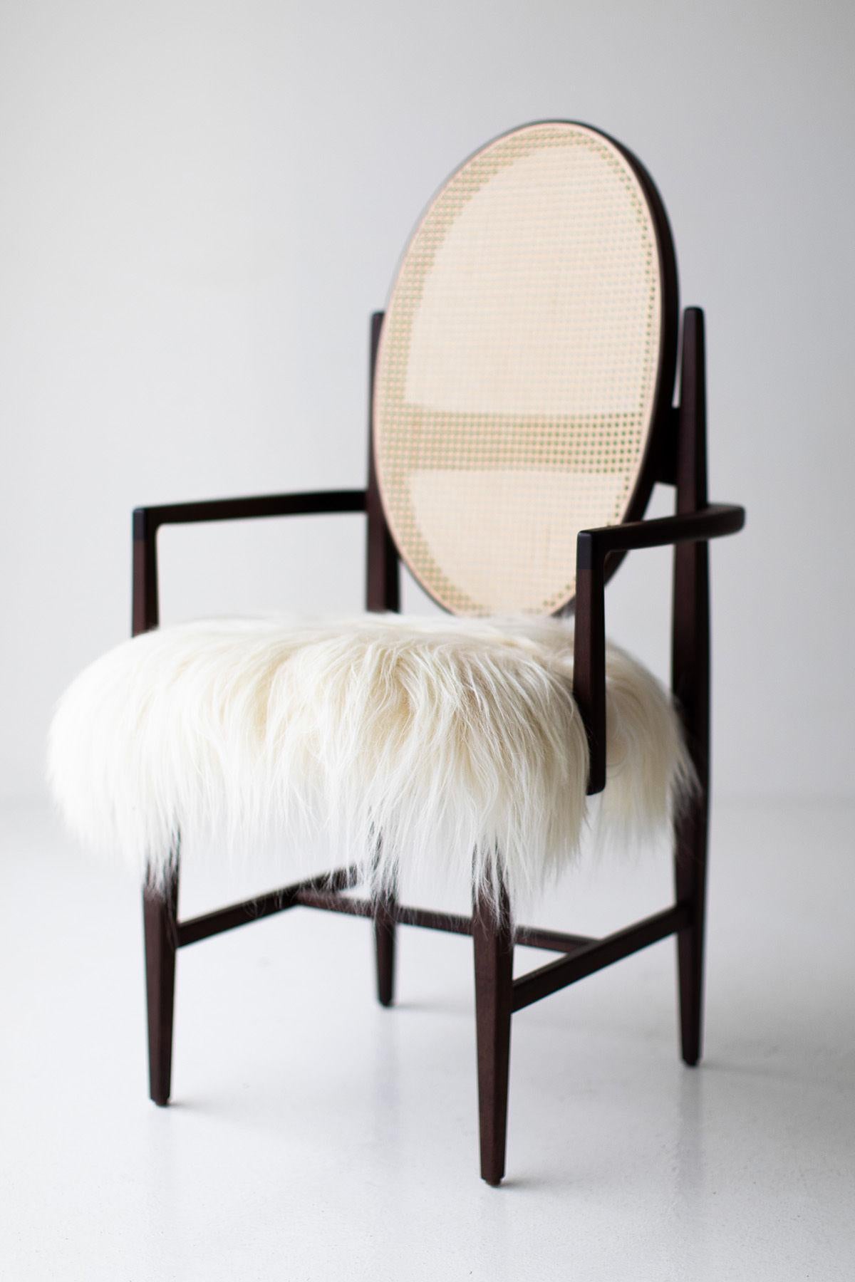 Hand-Crafted CraftAssociates Arm Chair, Milo Baughman Arm Chair, Walnut, Oval Cane Back For Sale