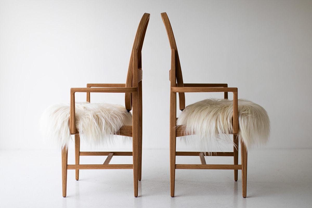 Modern CraftAssociates Arm Chair, Milo Baughman Arm Chair, White Oak, Oval Cane Back For Sale