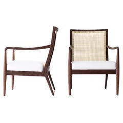 Vintage CraftAssociates Armchairs, Peabody Modern Cane Back Armchairs, Walnut, Caneback