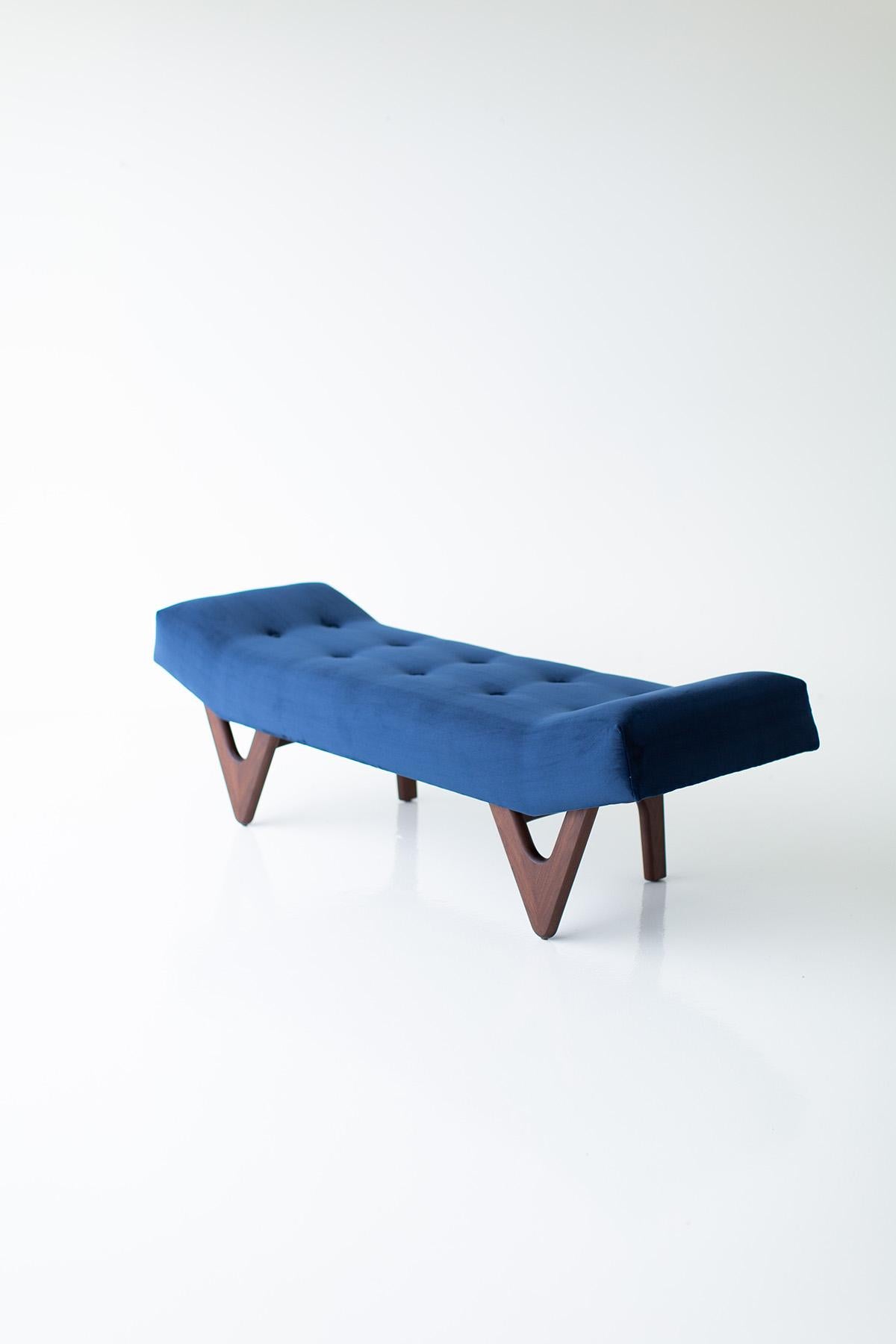 American CraftAssociates Bench, Alaska Modern Upholstered Bench, Walnut For Sale